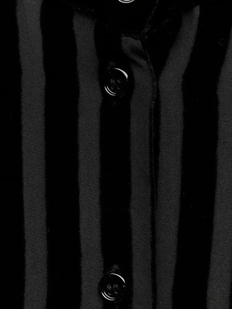 Women Black Oversize Shirt  Striped Velvet Shirts Woman Long Sleeve Shirts and Blouses Female Semi Sheer Women's Shirts