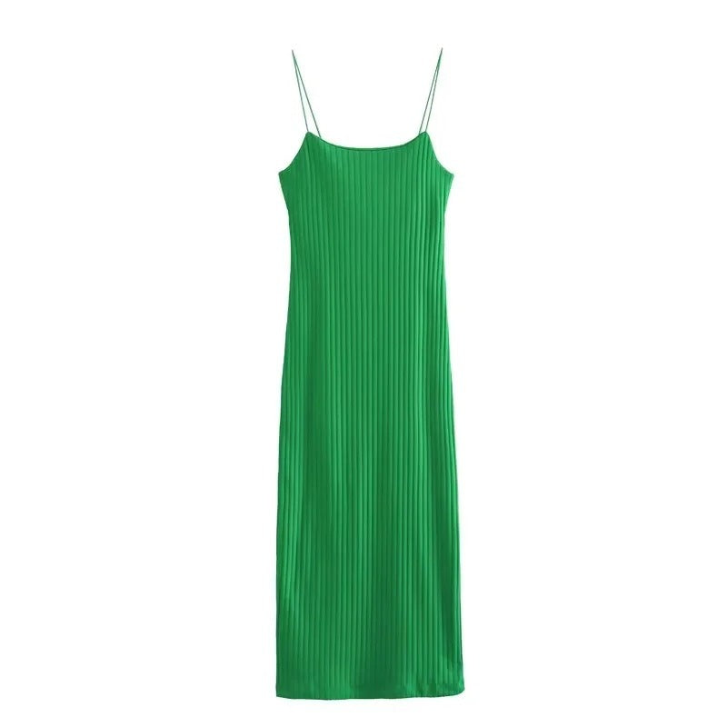 Woman Corset Knitted Sling Midi Long Dress Fashion Sleeveless Vintage Backless Summer Causal Elegant Slim Dresses