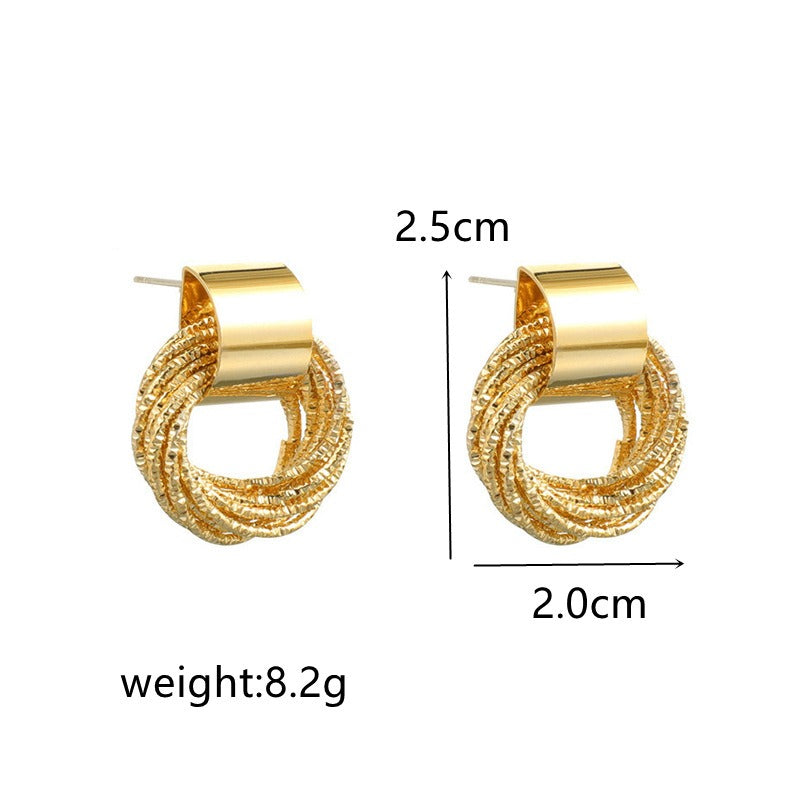 Retro Metallic Multiple Small Circle Pendant Charm Earrings Jewelry Fashion Wedding Gold Hoop Bohemian Earrings For Woman
