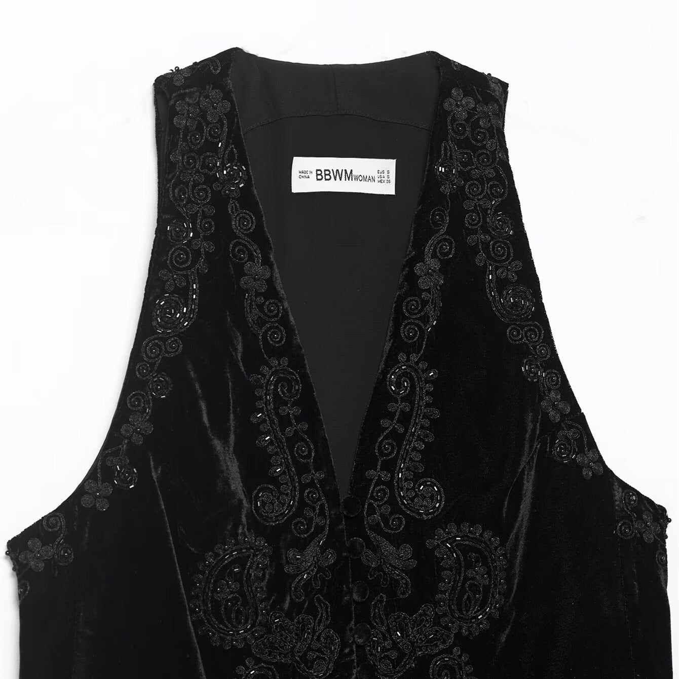Embroidered velvet vest for women's clothing