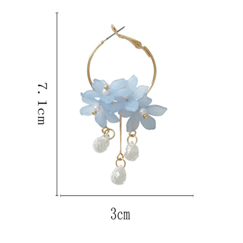 Female dust flower long pearl Stud earrings Acrylic jewelry fashion woman earrings  fine jewelry accessories earrings