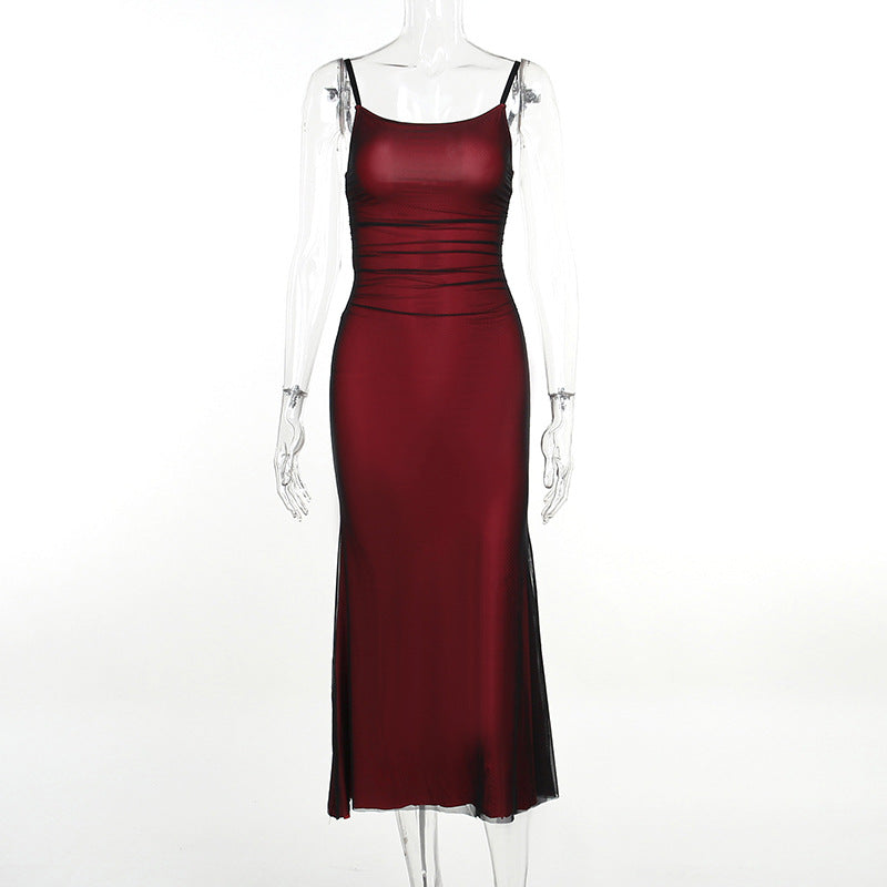 Strap sexy pure desire wind long skirt woman