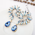 Popular Fashion Women Horse Eye Parts Earring Woman Flower Shaped Big Crystal Drop Earrings Jewelry