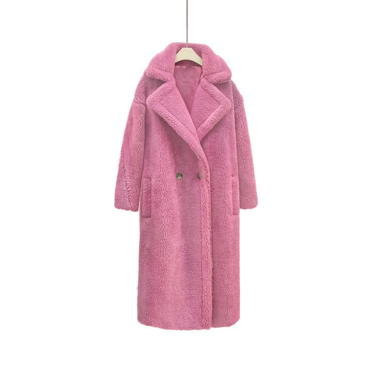 Woman Coat Thick Thick Warm Elegant Long High Street Style Double Breasted Full Sleeve
