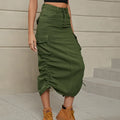 New Denim Work Dress Casual Mid-length Skirt Woman Spring/Summer Vintage Denim Skirt Street High Waist Drawstring Dress Skirt