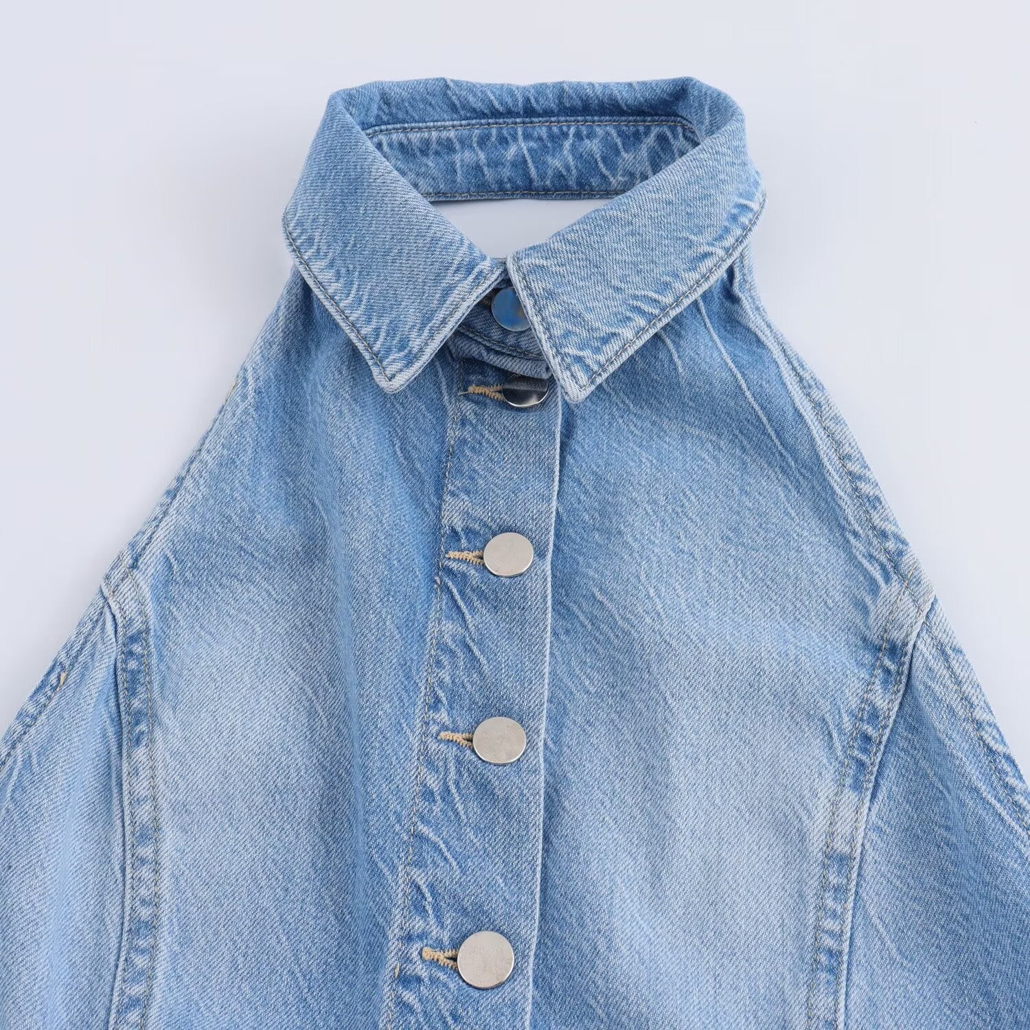Bareback denim jumpsuit women's clothing