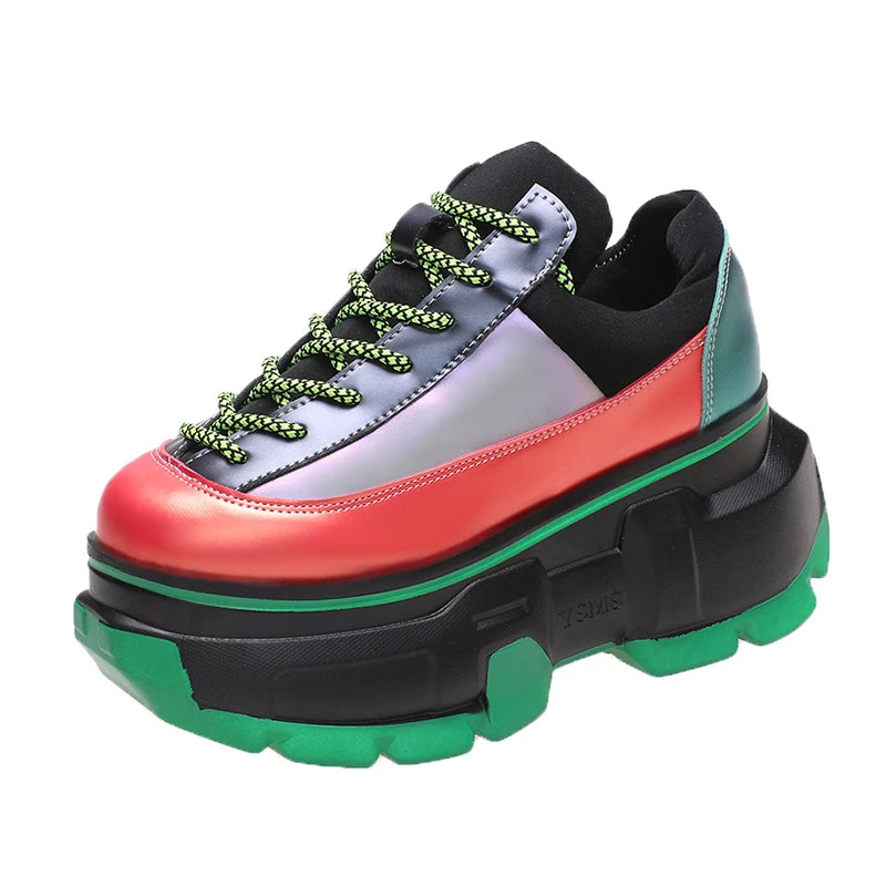 New Woman shoes Multicolor Thick Bottom casual shoes Lace Up chunky sneakers Spring Autumn ladies shoes designer shoes