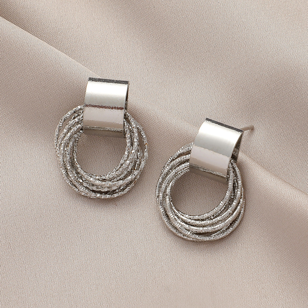 Retro Metallic Multiple Small Circle Pendant Charm Earrings Jewelry Fashion Wedding Gold Hoop Bohemian Earrings For Woman