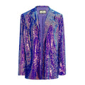 AEL Blue Glitter Gradient Blazer Woman Jacket Coat Fashion Loose Casual Spring Ladies Streetwear New