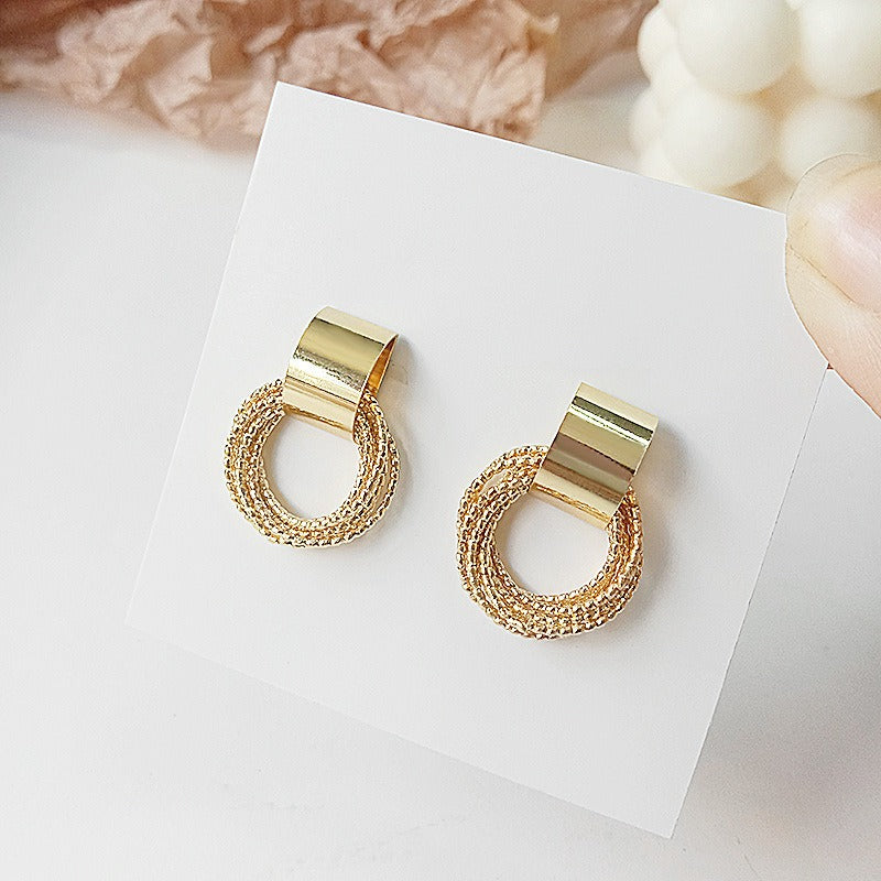 Retro Metallic Multiple Small Circle Pendant Charm Earrings Jewelry Fashion Wedding Gold Hoop Bohemian Earrings For Woman