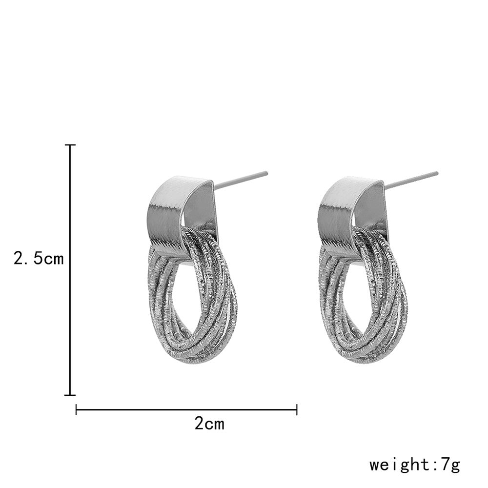 Retro Metallic Multiple Small Circle Pendant Charm Earrings Jewelry Fashion Wedding Gold Hoop Bohemian Earrings For Woman