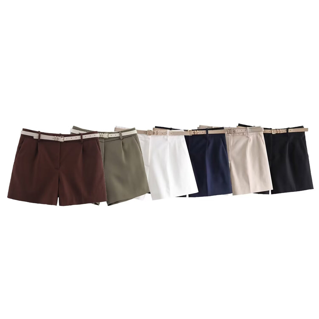 Women's Clothing with Belt Casual Shorts