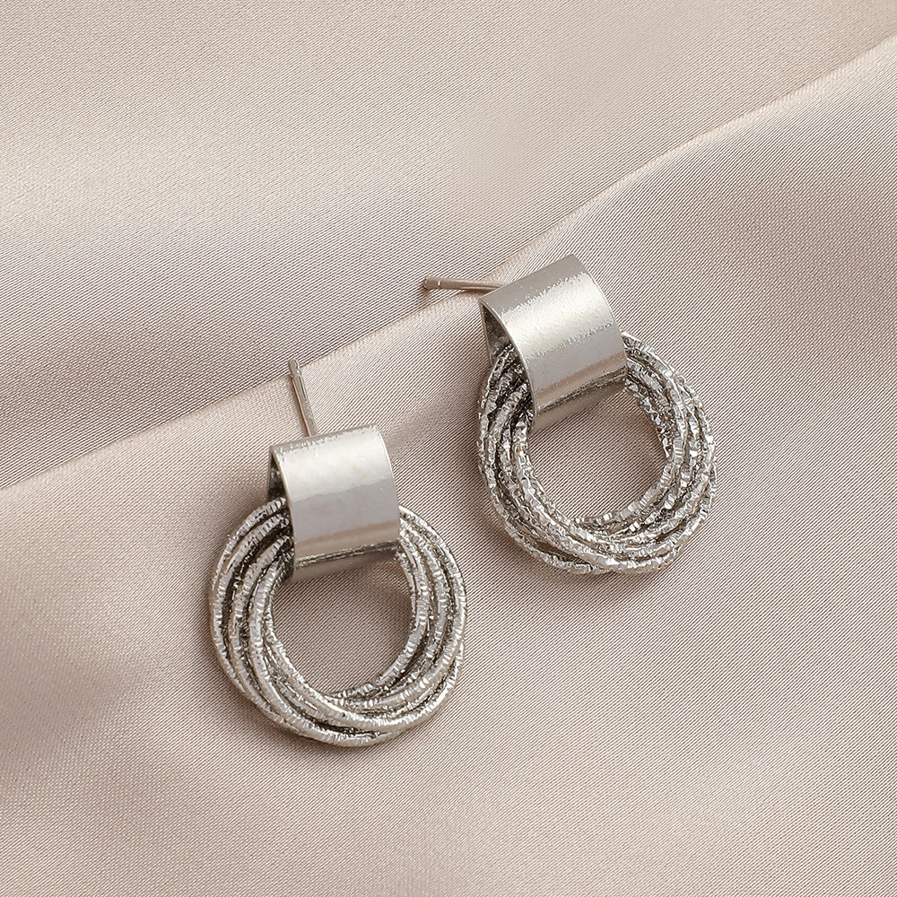 Retro Metallic Multiple Small Circle Pendant Charm Earrings Jewelry Fashion Wedding Gold Hoop Bohemian Earrings For Woman