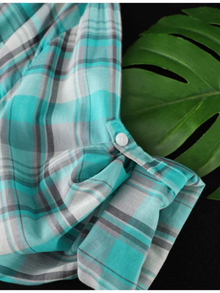 Large Size Blouses Plaid Elegant Women Blouses Loose Fashion Woman Blouses Korean Style Clothes Women Shirts