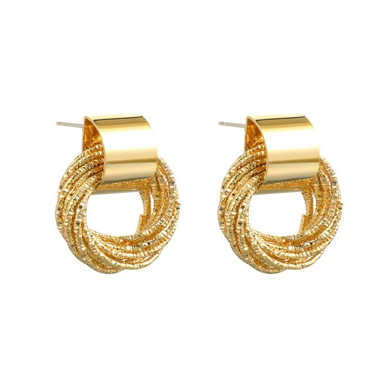 Retro Metallic Multiple Small Circle Pendant Charm Earrings Jewelry Fashion Wedding Gold Hoop Bohemian Earrings For Woman