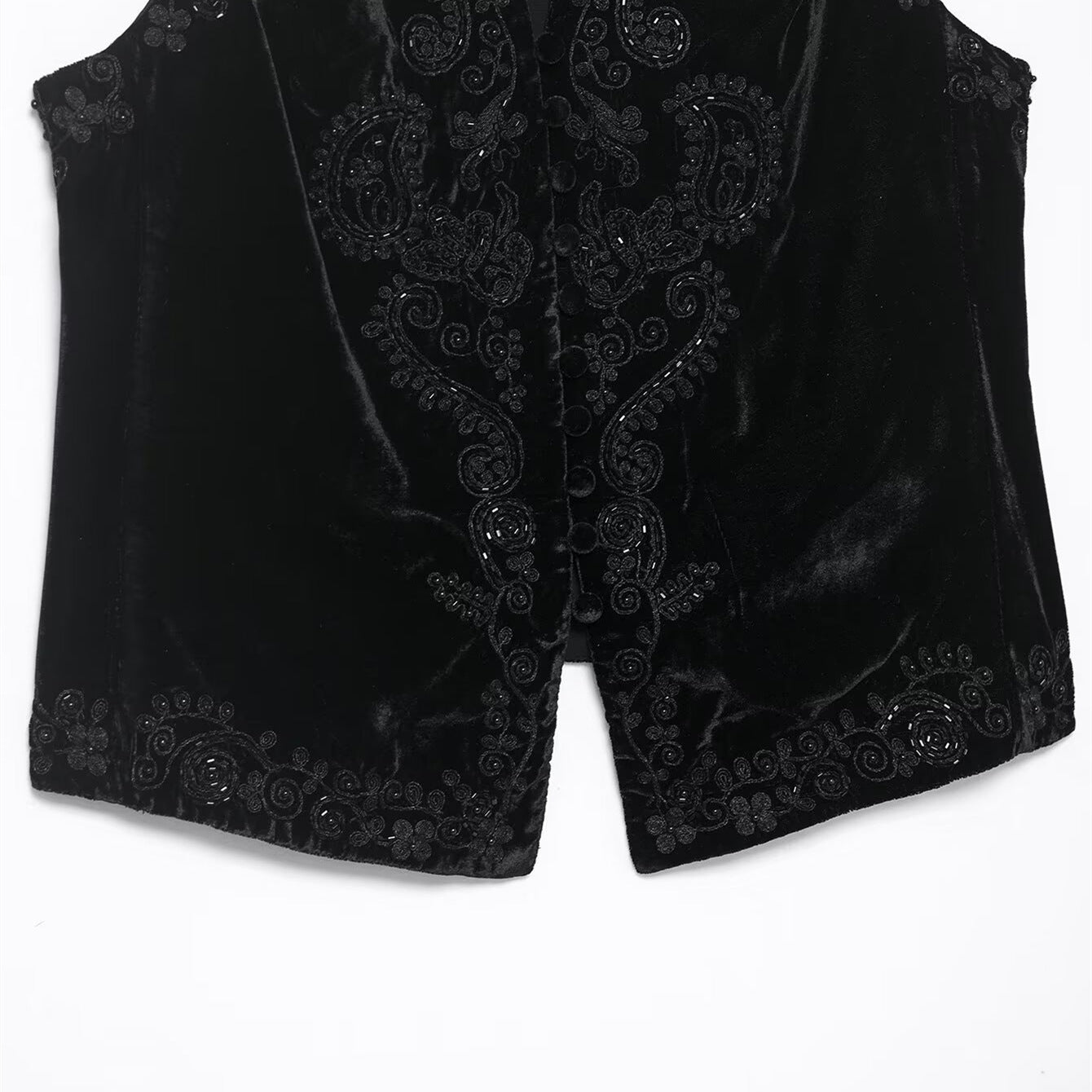 Embroidered velvet vest for women's clothing