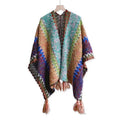 Female Fashion Vintage Casual Keep Warm Chic Tassel Slim Cardigan Sweater Coat Woman Elegant Stripe Knitting Coat