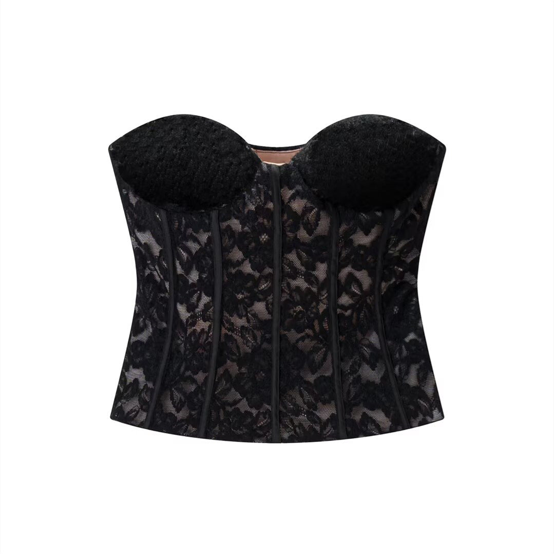 Velvet lace corset women's clothing