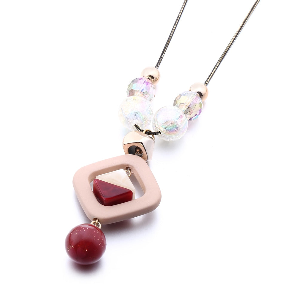 Women's Sweater Long Necklace for Women Acrylic Beads Necklaces & Pendants New Fashion Jewelry for Gifts to a Woman