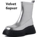 Fashion Platforms Women Stretch Short Boots  Autumn Winter Genuine Leather Casual Ankle Boots Round Toe Shoes Woman