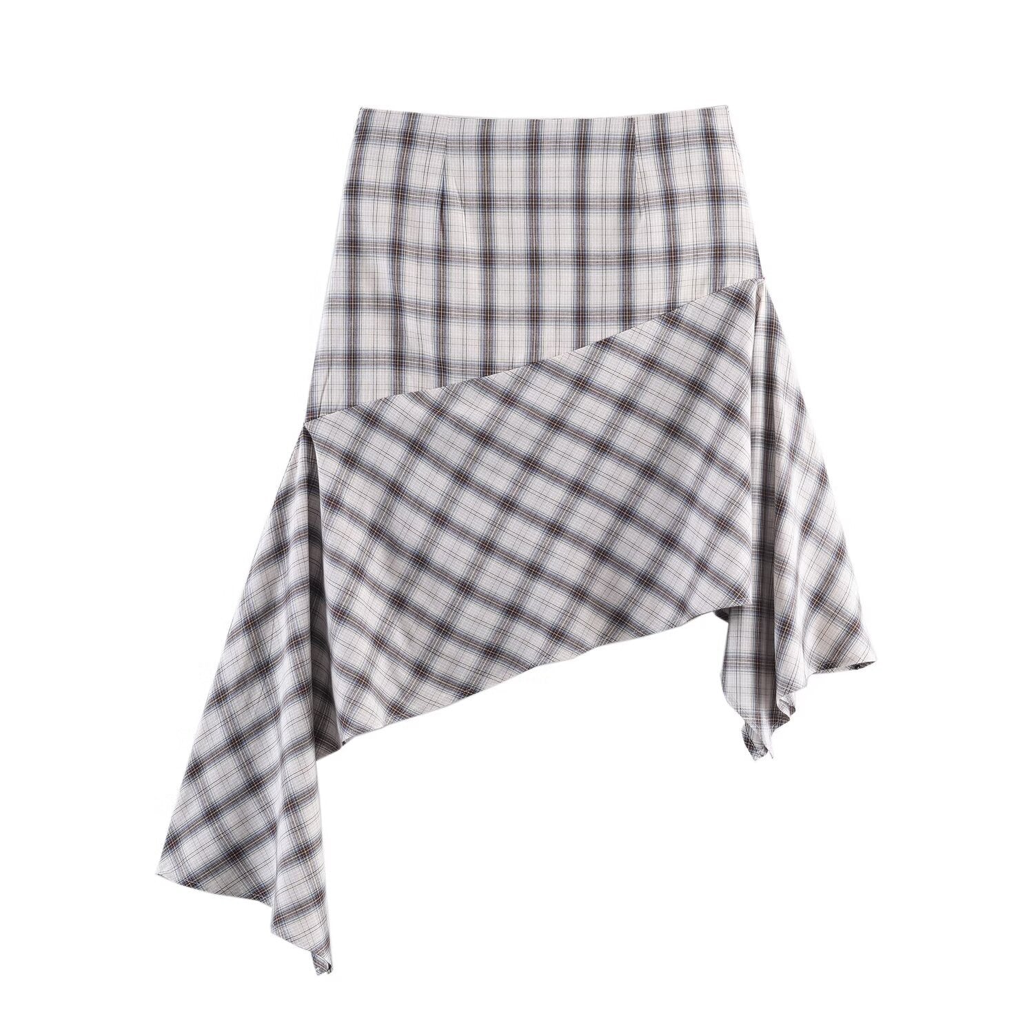Asymmetric plaid dress for women's clothing