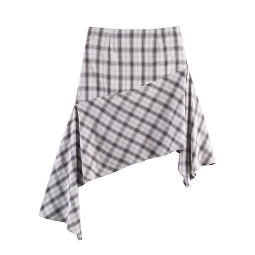 Asymmetric plaid dress for women's clothing