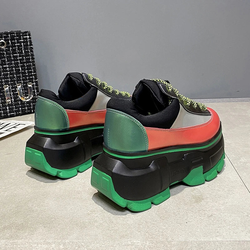 New Woman shoes Multicolor Thick Bottom casual shoes Lace Up chunky sneakers Spring Autumn ladies shoes designer shoes