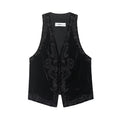 Embroidered velvet vest for women's clothing
