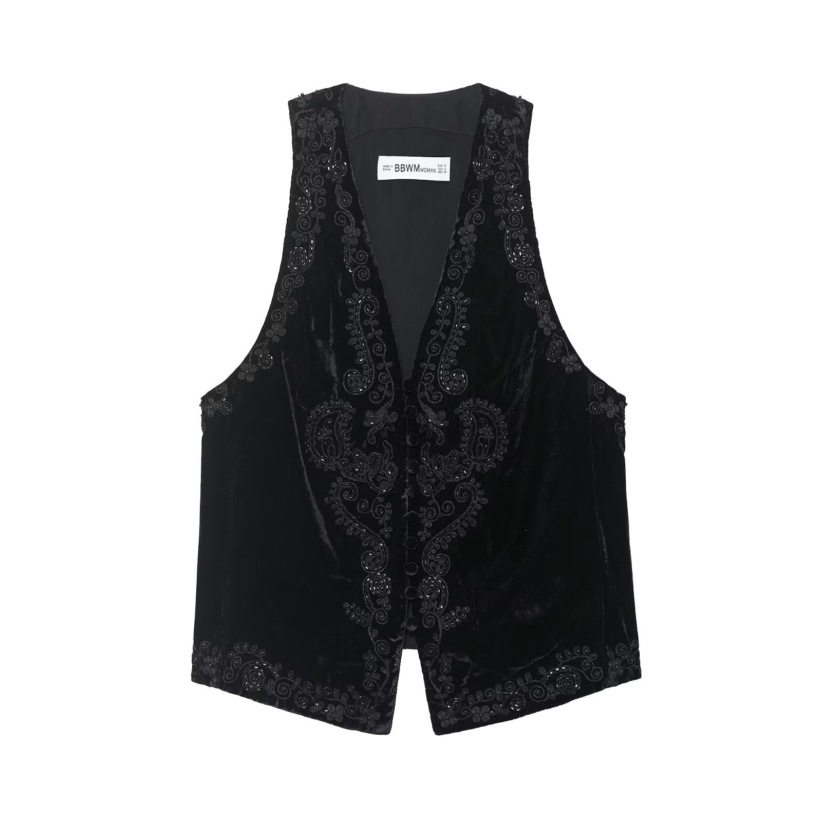 Embroidered velvet vest for women's clothing