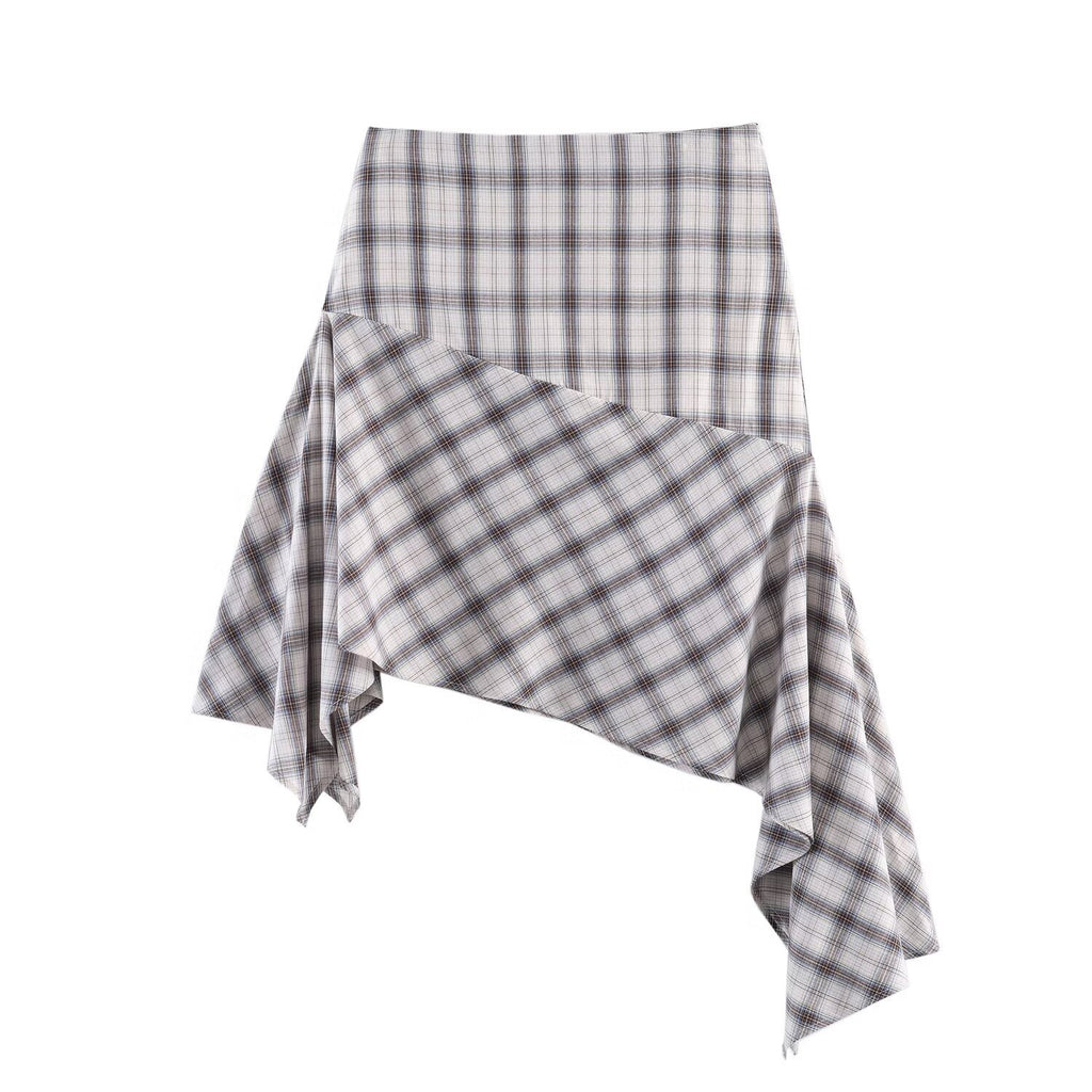 Asymmetric plaid dress for women's clothing