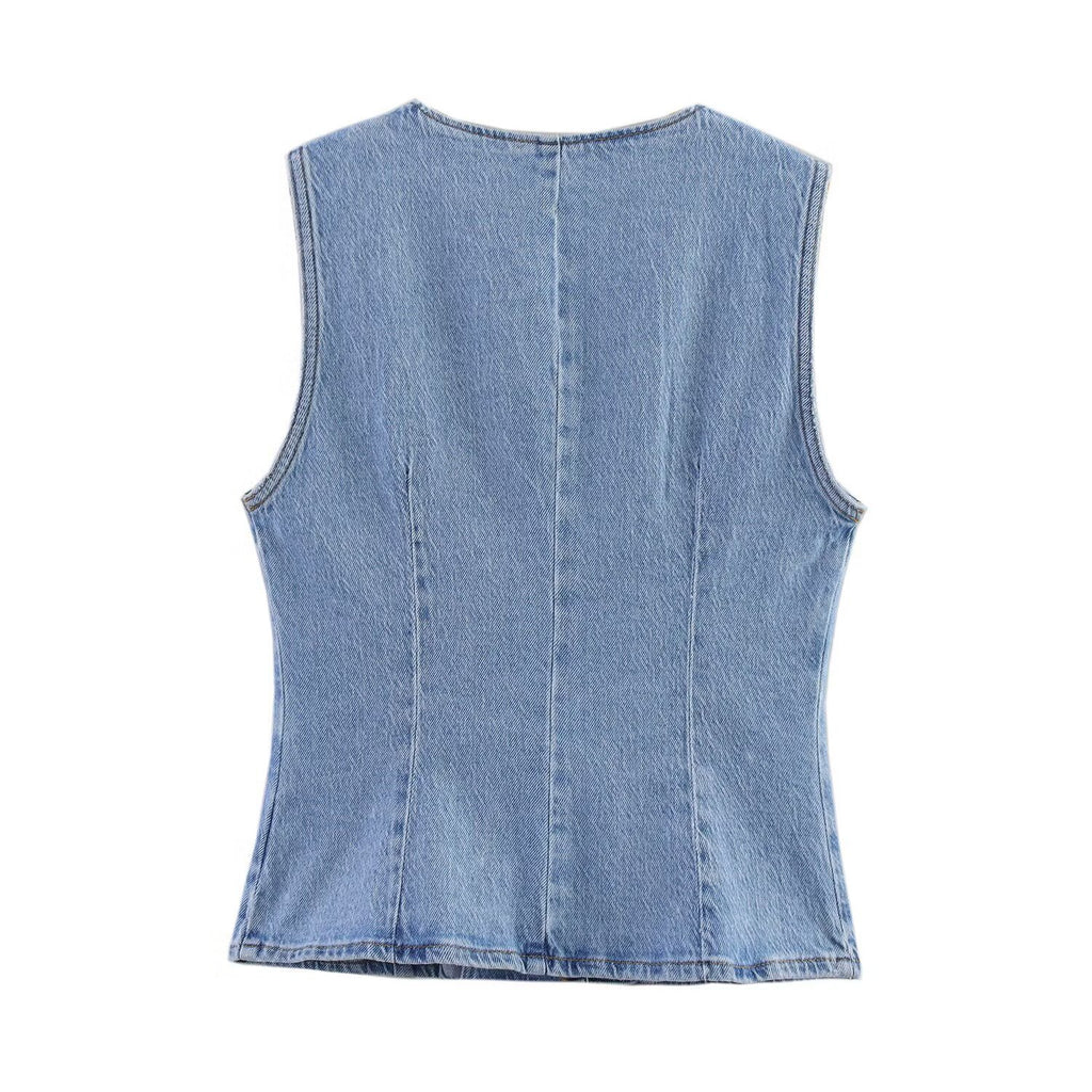 Versatile denim vest for women's clothing