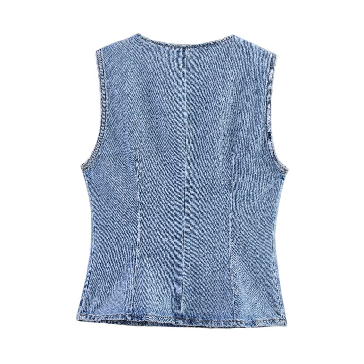 Versatile denim vest for women's clothing