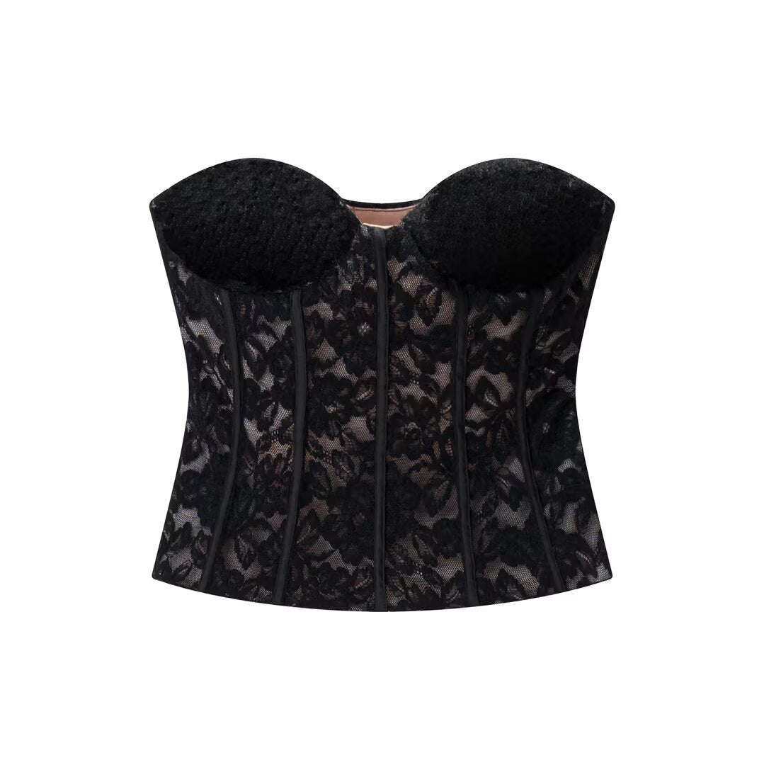 Velvet lace corset women's clothing