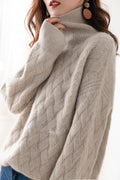 Autumn and winter turtleneck cashmere sweater woman  new style languid breeze loose thick pullover underlay wool sweater