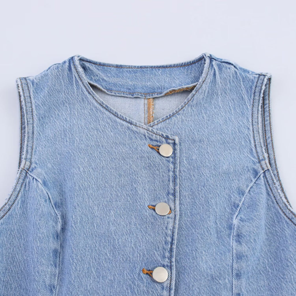 Versatile denim vest for women's clothing