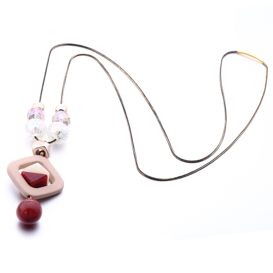 Women's Sweater Long Necklace for Women Acrylic Beads Necklaces & Pendants New Fashion Jewelry for Gifts to a Woman