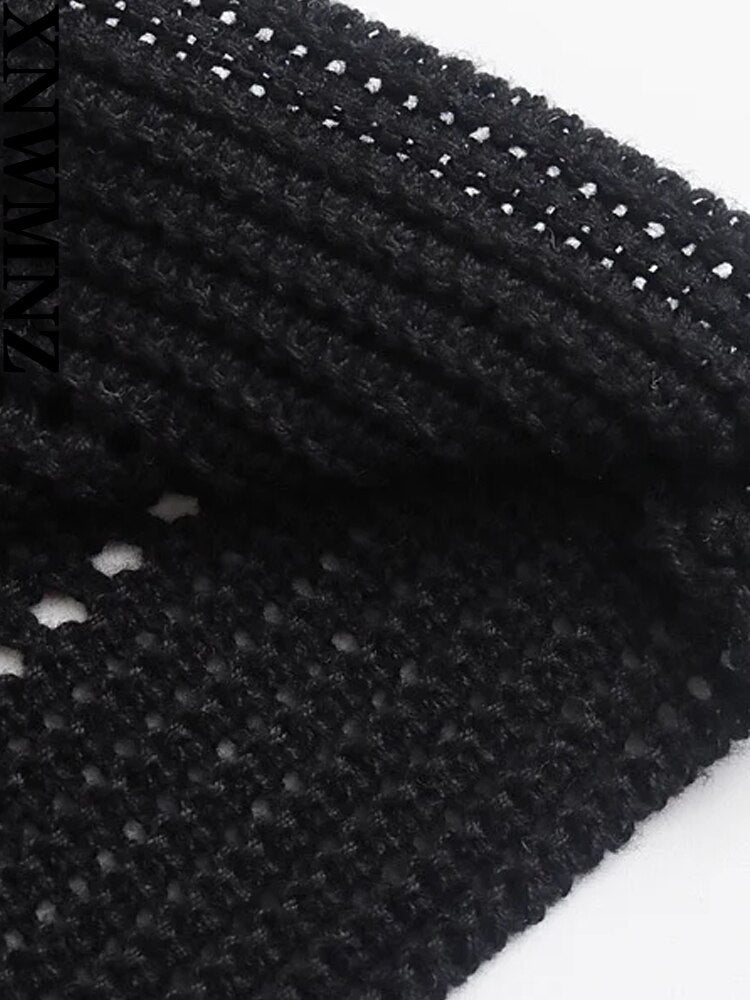 women fashion long knit crochet dress woman french vintage flared hem spaghetti straps female chic dress