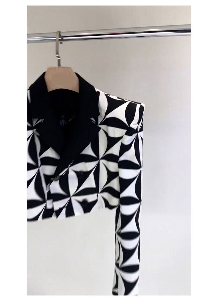 OFF designer gothic streetwear chic Geometric  print blazer coats for women autumn spring runway traf abrigo mujer jacket woman