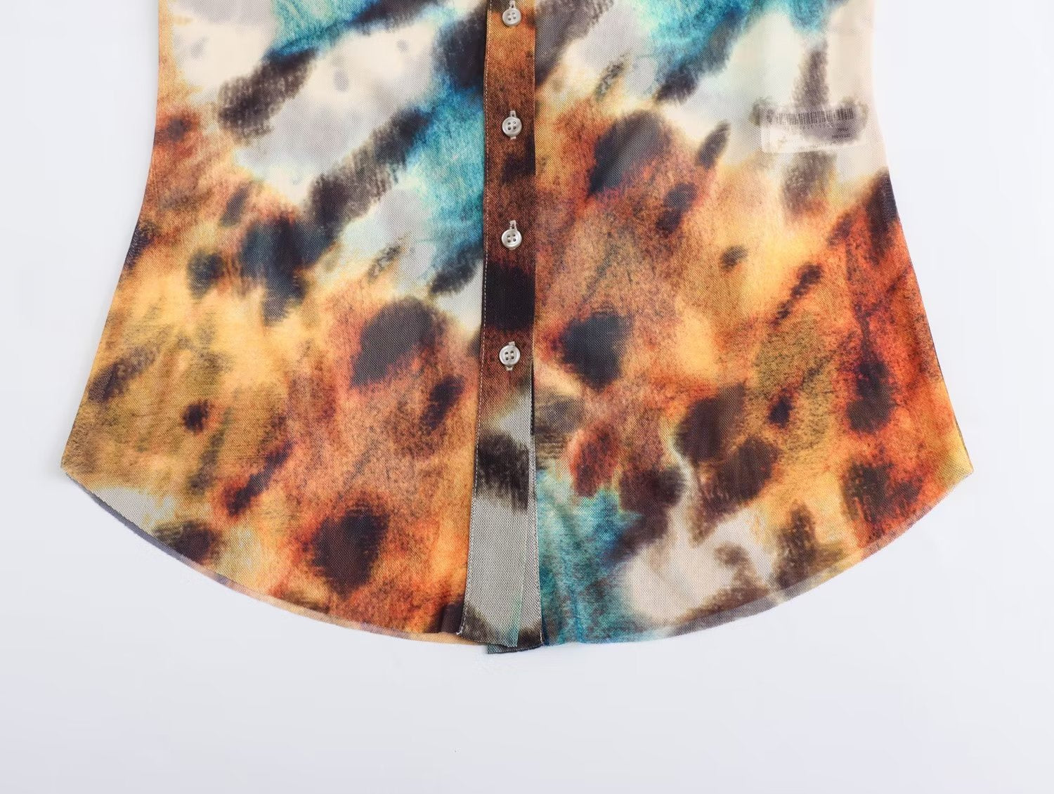 Women Fashion Casual Slim Vintage Printed Shirt Top Woman Elegant Chic Single-Breasted Decorate Long Sleeve Shirt