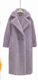 Woman Coat Thick Thick Warm Elegant Long High Street Style Double Breasted Full Sleeve