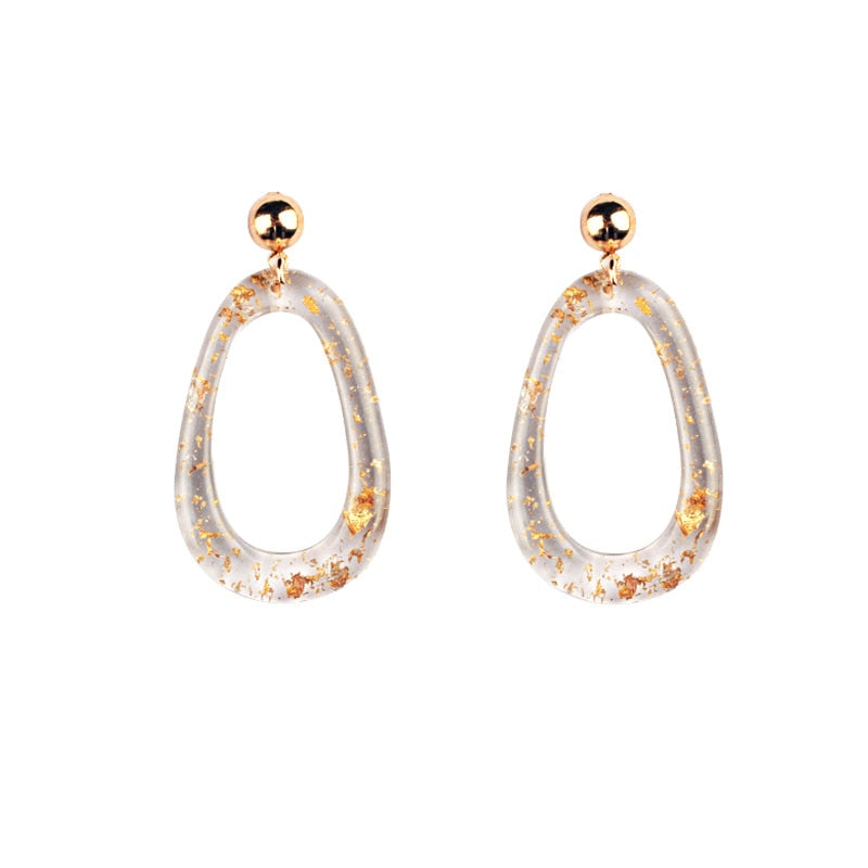 Korean Version Retro Cold Acrylic Earrings Transparent Gold Flash With Acetic Acid Geometric Temperament Woman C Earrings