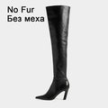 Size 34-43 Autumn Winter Women Over Knee-High Boots Pointed Toe Real Leather Heels Office Lady Shoes Woman Boots