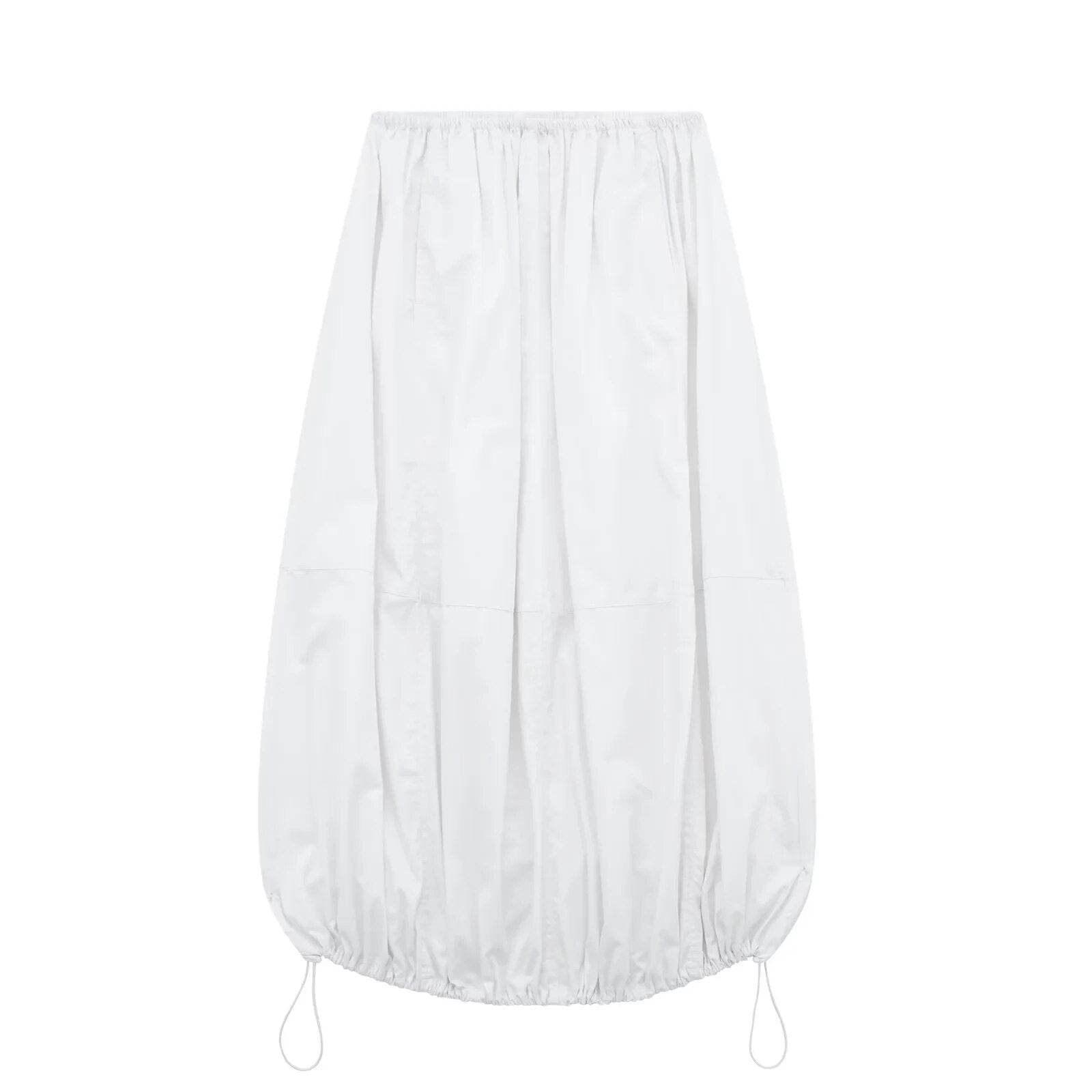Women Fashion Stoppers Midi Skirt Woman High Street Elastic Mid Waist Adjustable Hem Female Chic Skirt