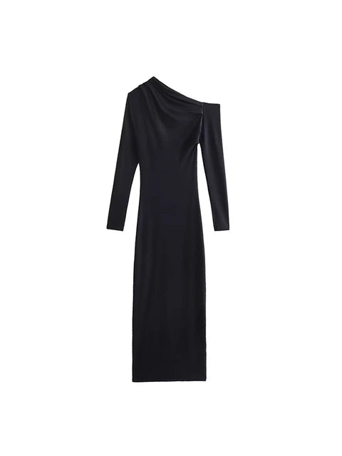 Long Dress Woman Asymmetric Midi Dresses for Women  Autumn Long Sleeve Office Bodycon Dress Female Party Dress