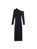 Long Dress Woman Asymmetric Midi Dresses for Women  Autumn Long Sleeve Office Bodycon Dress Female Party Dress