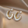 Irregular Pearl Hoop Earrings For Woman Korean Fashion Jewelry Unusual Accessories For Gothic Party Girls Jewelry Accessories