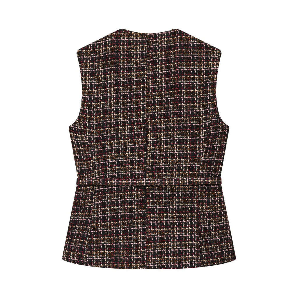 Belt textured vest for women's clothing