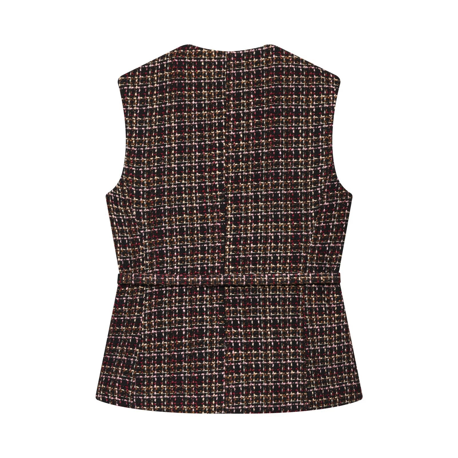 Belt textured vest for women's clothing