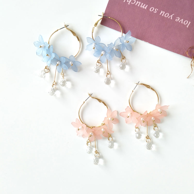 Female dust flower long pearl Stud earrings Acrylic jewelry fashion woman earrings  fine jewelry accessories earrings