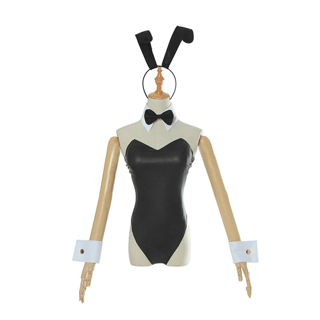 Sexy Bunny Girl Cosplay Bodysuit Sakurajima Mai Bunny Girl Senpai Cosplay Costume Jumpsuit Faux Leather Woman Rabbit Costumes